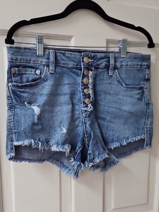 Just USA Pants - Distressed Light Blue Denim Women's Shorts